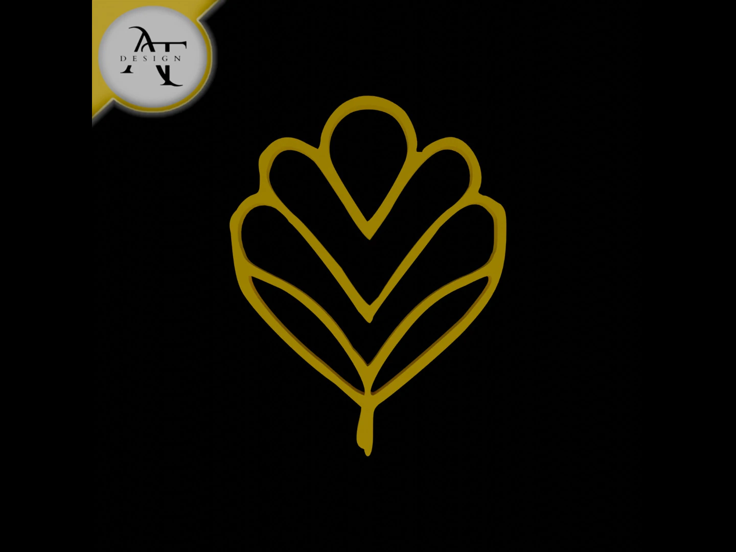 Simple Leaf Symbol - 2D Art 3D Model .c4d .max .obj .3ds .fbx .stl .blend 