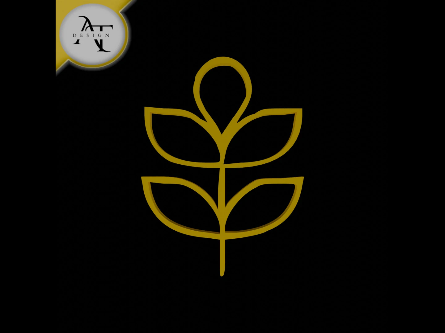 Simple Leaf Symbol - 2D Art 3D Model .c4d .max .obj .3ds .fbx .stl .blend