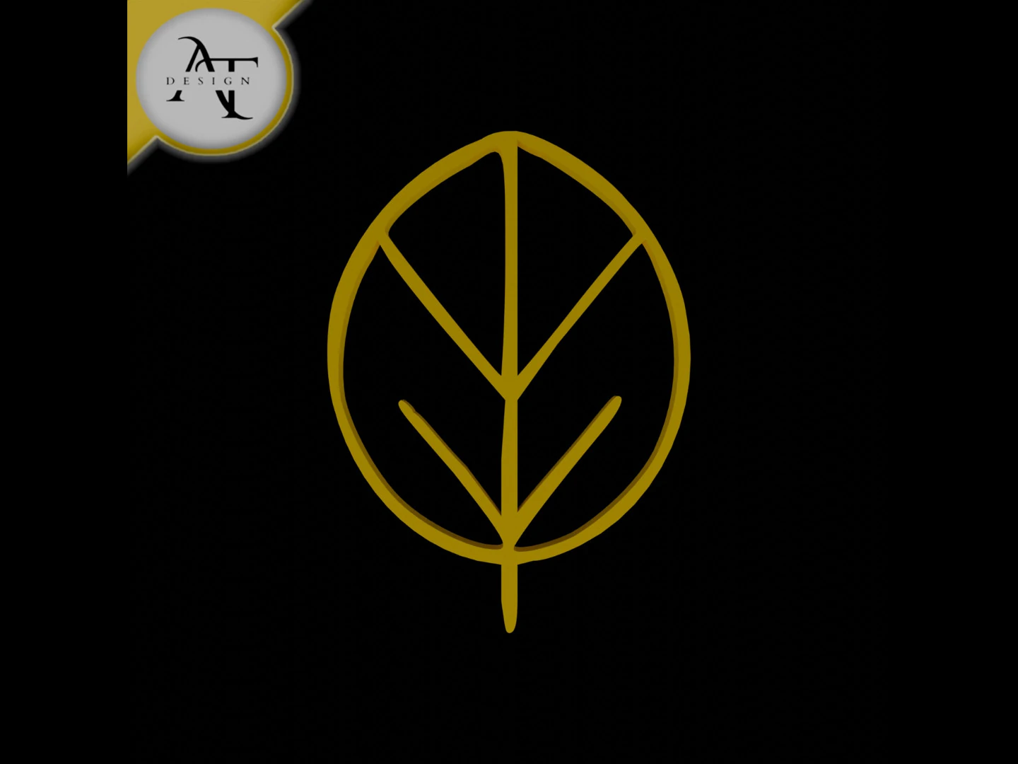 Simple Leaf Symbol - 2D Art 3D Model .c4d .max .obj .3ds .fbx .stl .blend