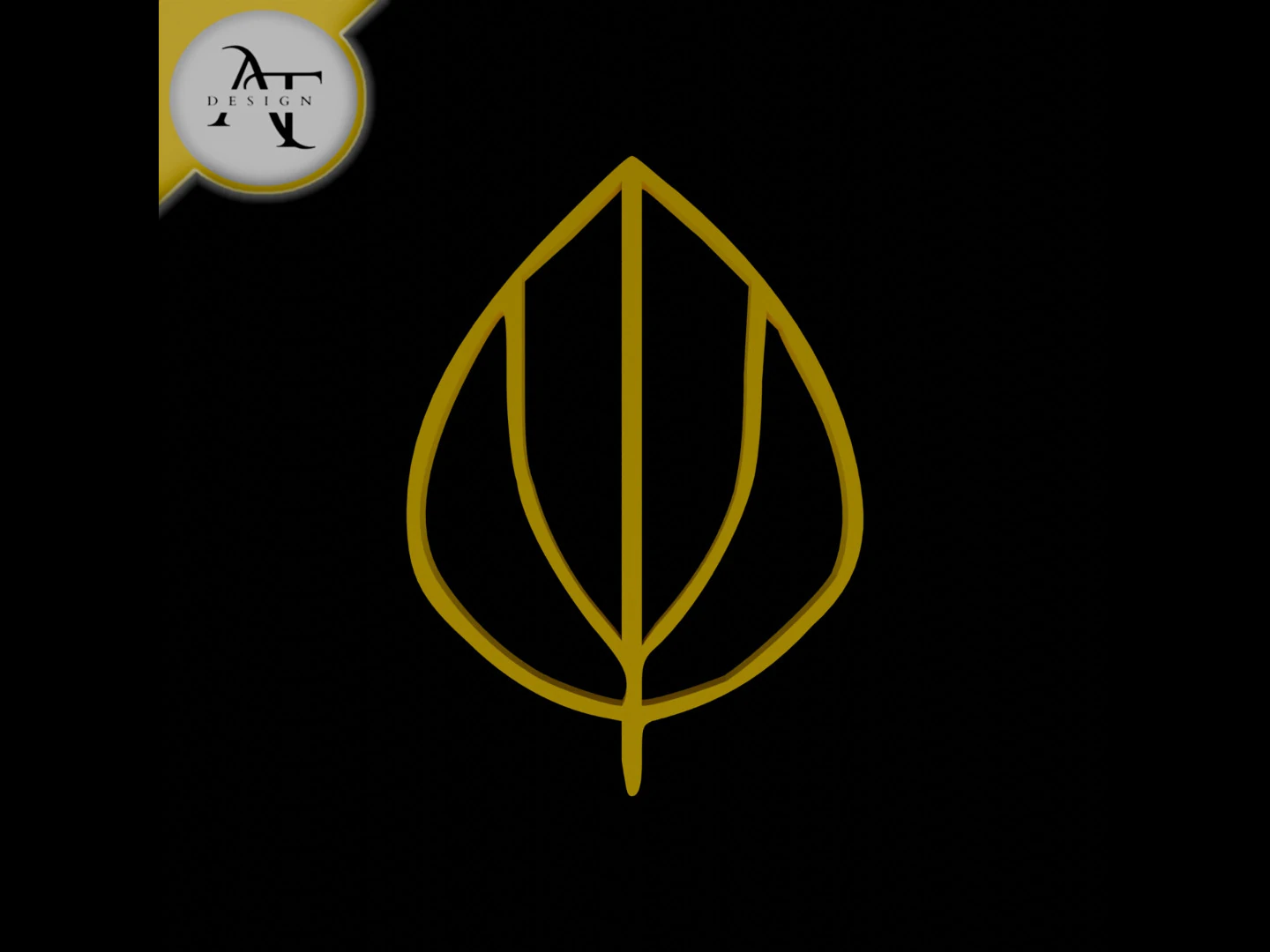 Simple Leaf Symbol - 2D Art 3D Model .c4d .max .obj .3ds .fbx .stl .blend