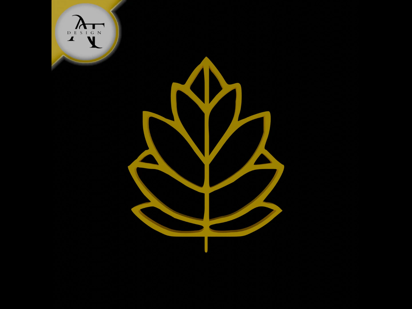 Simple Leaf Symbol - 2D Art 3D Model .c4d .max .obj .3ds .fbx .stl .blend
