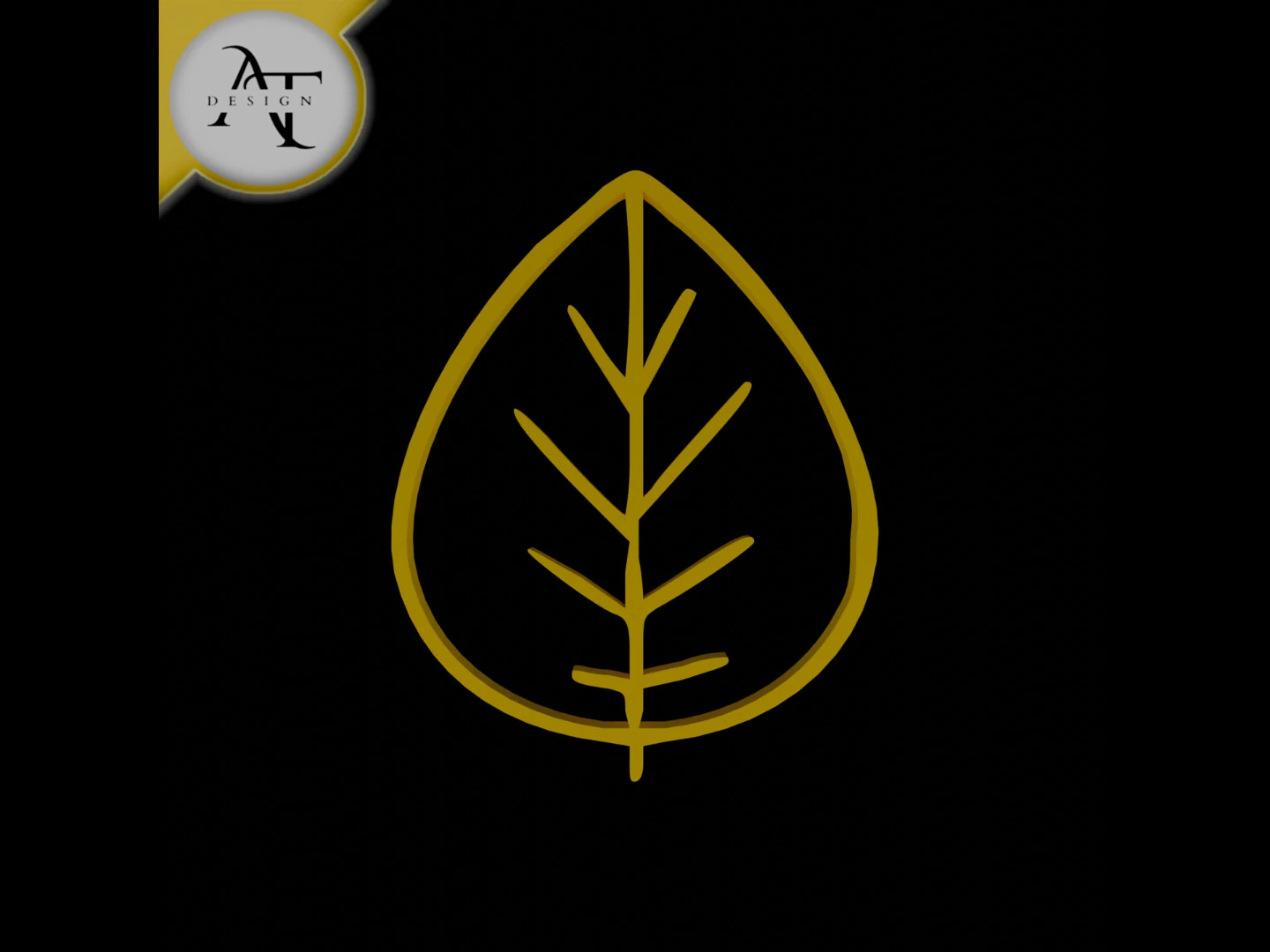 Simple Leaf Symbol - 2D Art 3D Model .c4d .max .obj .3ds .fbx .stl .blend 