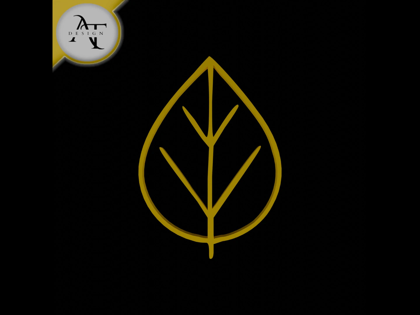 Simple Leaf Symbol - 2D Art 3D Model .c4d .max .obj .3ds .fbx .stl .blend