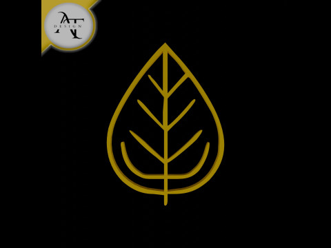 Simple Leaf Symbol - 2D Art 3D Model