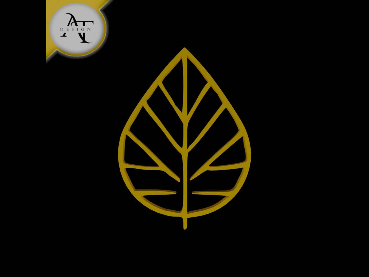 Simple Leaf Symbol - 2D Art 3D Model .c4d .max .obj .3ds .fbx .stl .blend 