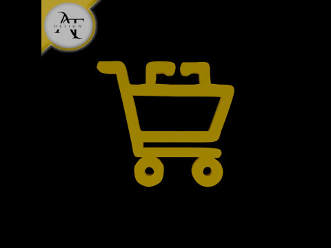 Simple Shopping Cart Symbol - 2D Art Modèle 3D