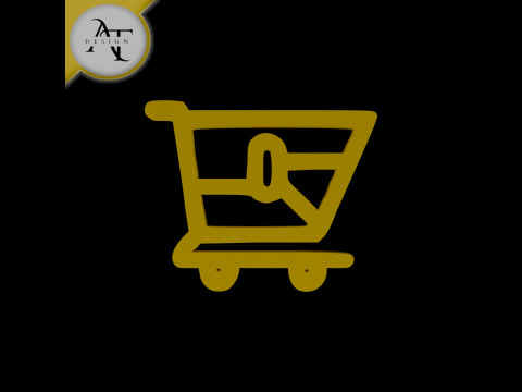 Simple Shopping Cart Symbol - 2D Art Modèle 3D