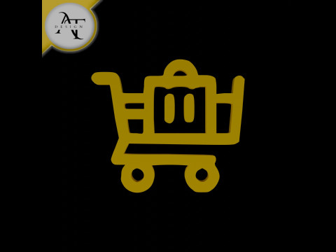 Simple Shopping Cart Symbol - 2D Art Modèle 3D