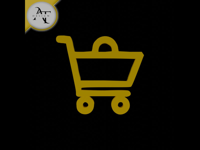 Simple Shopping Cart Symbol - 2D Art 3D Model .c4d .max .obj .3ds .fbx .stl .blend