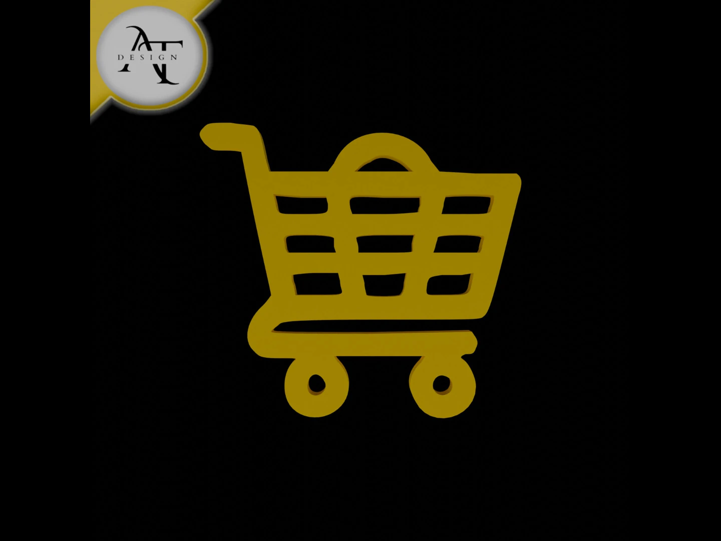 Simple Shopping Cart Symbol - 2D Art 3D Model .c4d .max .obj .3ds .fbx .stl .blend 