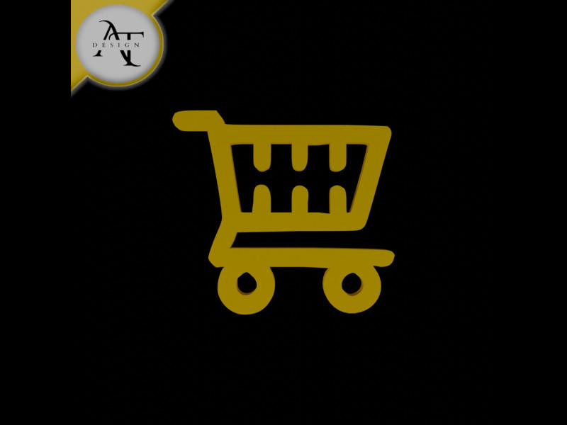 Simple Shopping Cart Symbol - 2D Art 3D Модель .c4d .max .obj .3ds .fbx .stl .blend