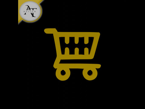 Simple Shopping Cart Symbol - 2D Art Modèle 3D