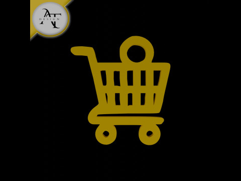 Simple Shopping Cart Symbol - 2D Art Modèle 3D