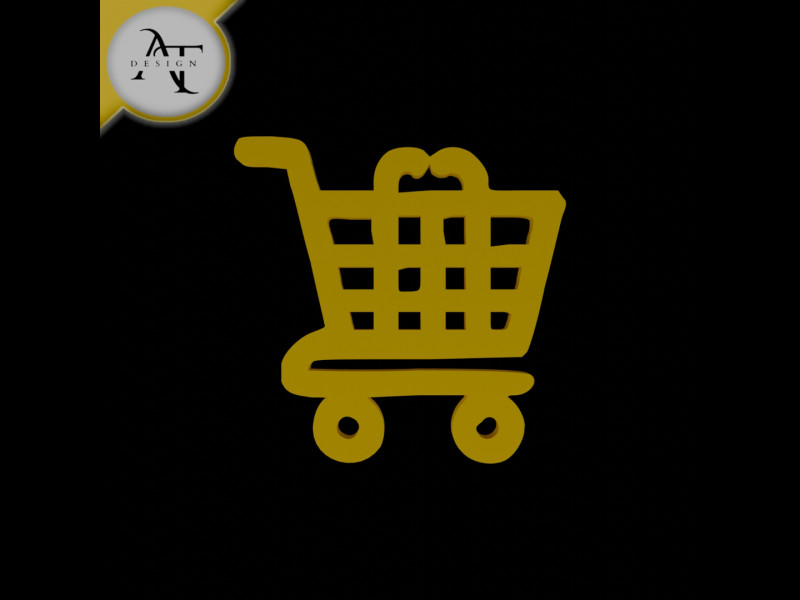 Simple Shopping Cart Symbol - 2D Art Modelo 3D .c4d .max .obj .3ds .fbx .stl .blend