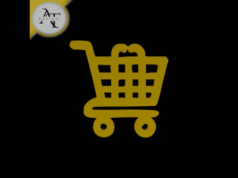 Simple Shopping Cart Symbol - 2D Art Modèle 3D