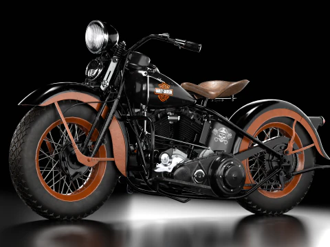 Motocicletta Harley Davidson 1936 Modello 3D