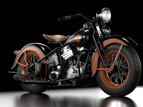 Harley Davidson 1936 Motorcycle 3D Model