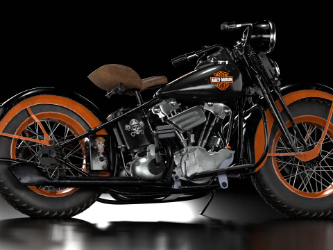 Harley Davidson 1936 Motorcycle 3D Model