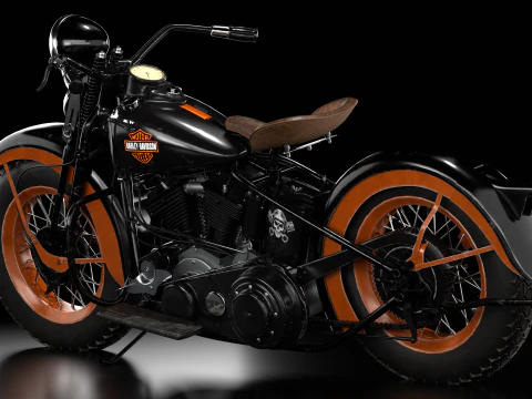 Harley Davidson 1936 Motorcycle 3D Model