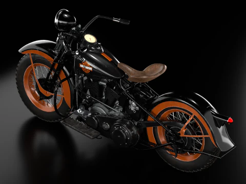 Harley Davidson 1936 Motorcycle 3D Model