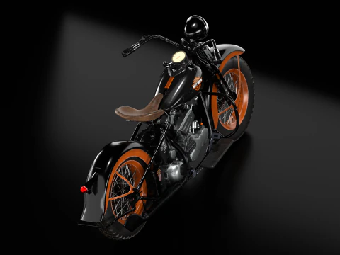 Harley Davidson 1936 Motorcycle 3D Model