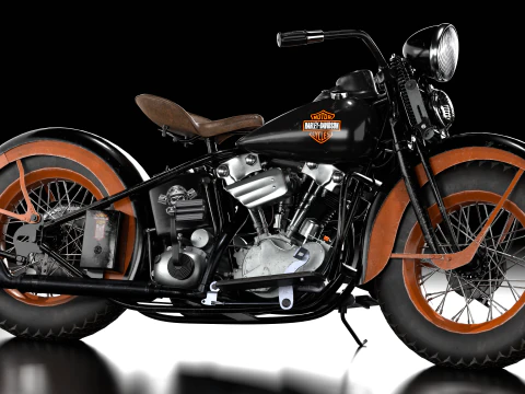 Harley Davidson 1936 Motorcycle 3D Model