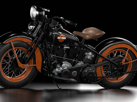 Harley Davidson 1936 Motorcycle 3D Model