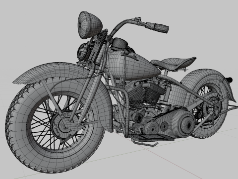 Harley Davidson Knucklehead 1936 Motorcycle 3D मॉडल