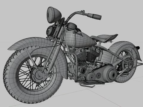 Harley Davidson 1936 Motorcycle 3D Model