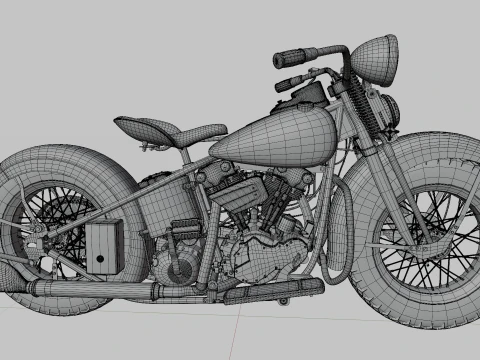 Harley Davidson 1936 Motorcycle 3D Model