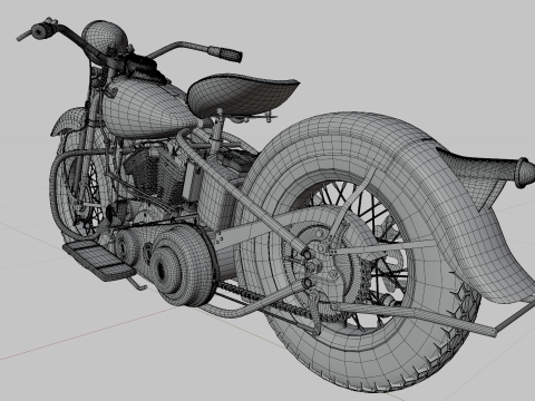 Harley Davidson Knucklehead 1936 Motorcycle 3D मॉडल