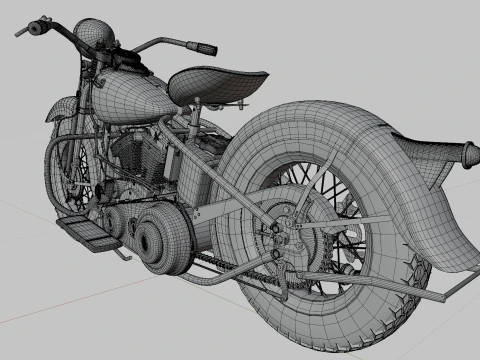 Harley Davidson 1936 Motorcycle 3D Model