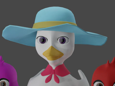 Cartoon Duck Family Pack 3D Model