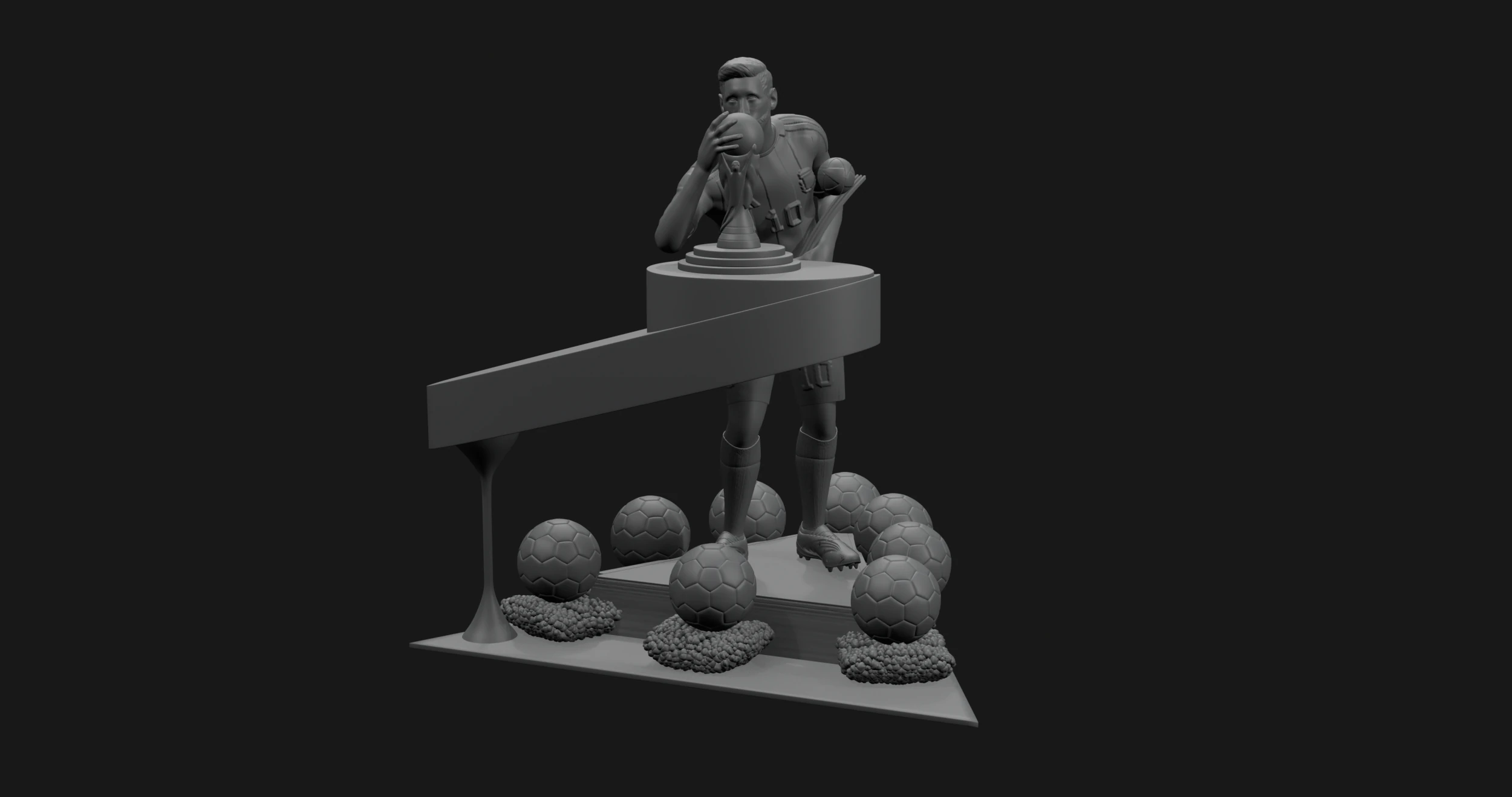 Lionel Messi with All his Trophies For 3D Print 3D Print Model .c4d .max .obj .3ds .fbx .stl .blend 