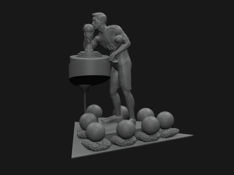 Lionel Messi with All his Trophies For 3D Print 3D Print Model