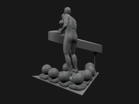 Lionel Messi with All his Trophies For 3D Print 3D Print Model