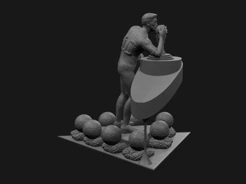 Lionel Messi with All his Trophies For 3D Print 3D Print Model