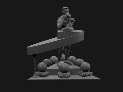 Lionel Messi with All his Trophies For 3D Print 3D Print Model