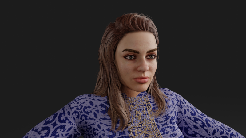 Realistic Female Character in Traditional Dress 3D 모델 .c4d .max .obj .3ds .fbx .stl .blend