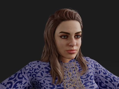 Realistic Female Character in Traditional Dress 3D Модель