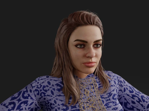 Personnage f&eacute;minin r&eacute;aliste en costume traditionnel Modèle 3D