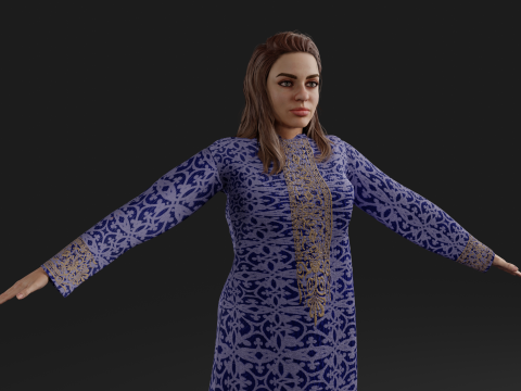 Realistic Female Character in Traditional Dress 3D 모델