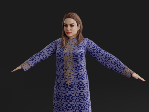 Realistic Female Character in Traditional Dress 3D 모델