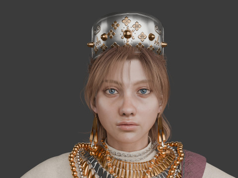 Realistic Princess Character Game-Ready and Animation Ready Modelo 3D