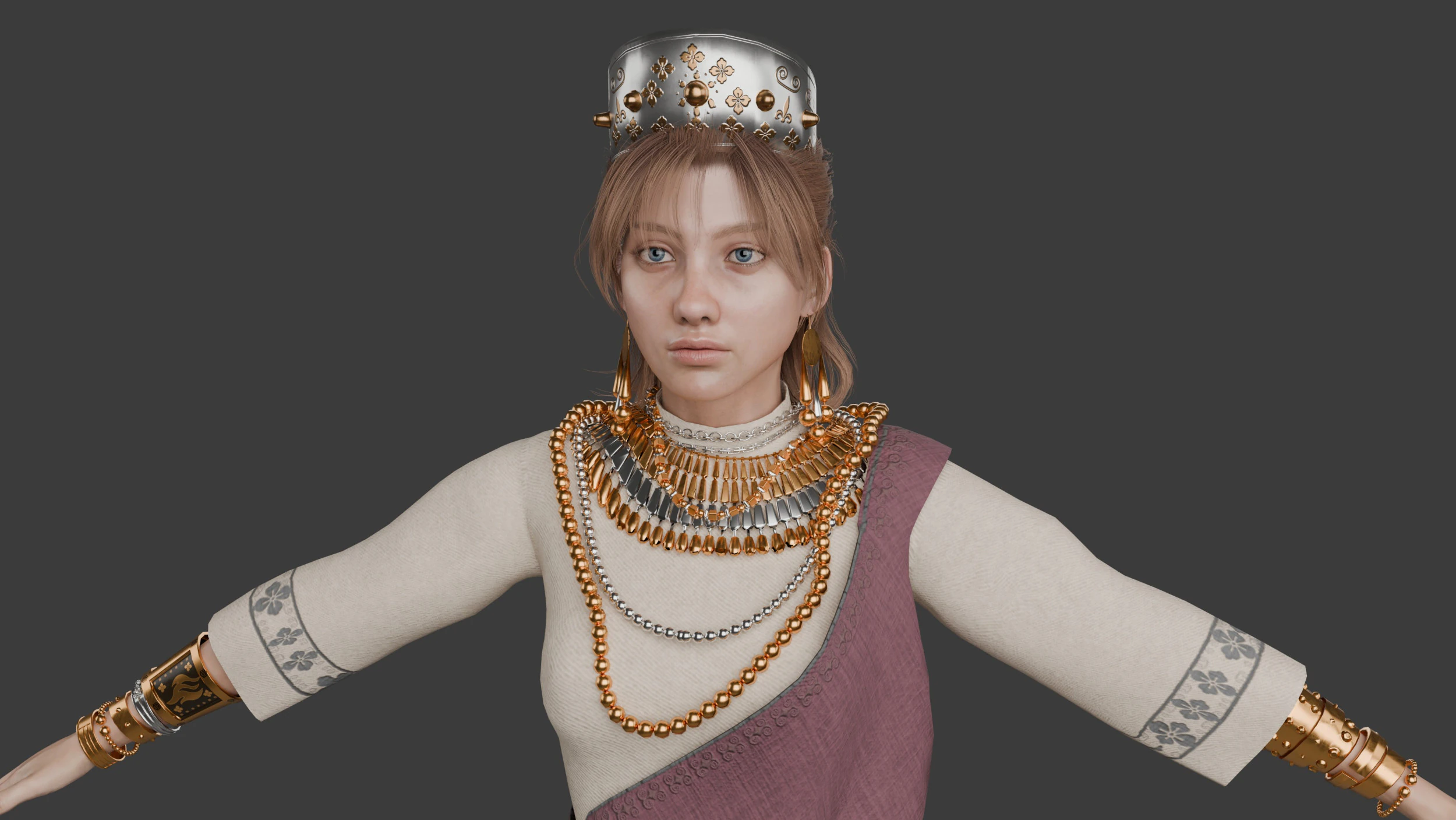 Realistic Princess Character 3D Model .c4d .max .obj .3ds .fbx .stl .blend 