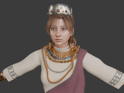 Realistic Princess Character Game-Ready and Animation Ready 3D Model