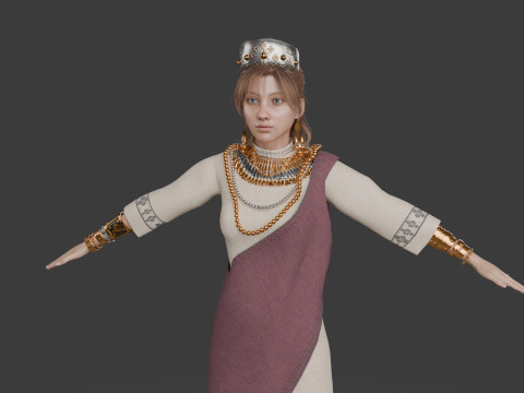 Realistic Princess Character Game-Ready and Animation Ready 3D Model