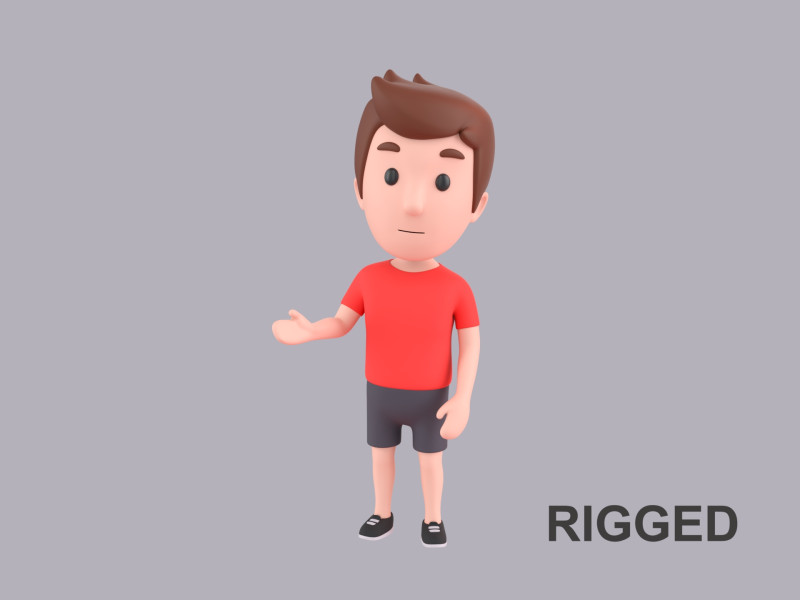 Cartoon Male Character Rigged 001 Modello 3D .c4d .max .obj .3ds .fbx .stl .blend