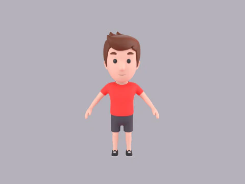Cartoon Male Character Rigged 001 3D Model