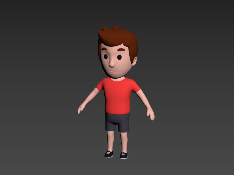 Cartoon Male Character Rigged 001 Modello 3D